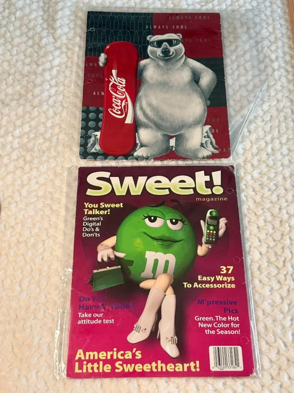 Vintage 2 Pocket Folder Lot (2) M&M's & Coca Cola